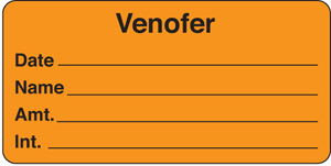 Label Paper Permanent Venofer Date 1" x 2", Orange, 1000 per Roll