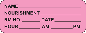 Label Paper Permanent Name ___ Nourishment 2 1/4" x 7/8", Pink, 1000 per Roll