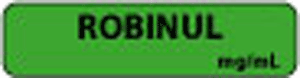 Label Paper Removable Robinul mg/ml, 1" Core, 1 1/4" x 5/16", Fl. Green, 760 per Roll
