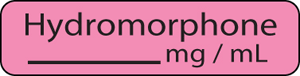 Label Paper Removable Hydromorphone mg/ml, 1" Core, 1 1/4" x 5/16", Fl. Pink, 760 per Roll