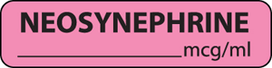 Label Paper Removable Neosynephrine, 1" Core, 1 1/4" x 5/16", Fl. Pink, 760 per Roll