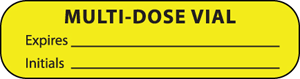 Label Paper Permanent Multi-dose Vial, 1" Core, 1 7/16" x 3/8", Yellow, 666 per Roll