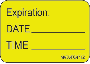 Label Paper Removable Expiration: Date, 1" Core, 1 7/16" x 1", Fl. Chartreuse, 666 per Roll