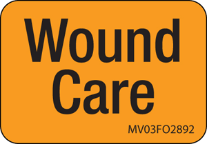 Label Paper Removable Wound Care, 1" Core, 1 7/16" x 1", Fl. Orange, 666 per Roll
