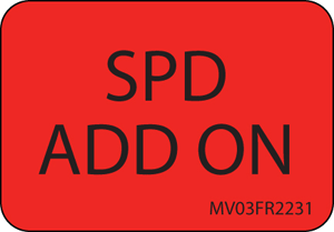 Label Paper Permanent SPD Add On, 1" Core, 1 7/16" x 1", Fl. Red, 666 per Roll