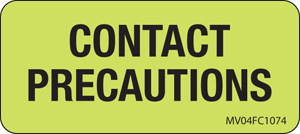 Label Paper Removable Contact Precautions, 1" Core, 2 1/4" x 1", Fl. Chartreuse, 420 per Roll