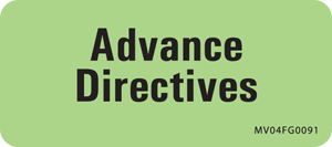 Label Paper Removable Advance Directives, 1" Core, 2 1/4" x 1", Fl. Green, 420 per Roll