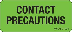 Label Paper Removable Contact Precautions, 1" Core, 2 1/4" x 1", Fl. Green, 420 per Roll