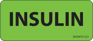 Label Paper Removable Insulin, 1" Core, 2 1/4" x 1", Fl. Green, 420 per Roll