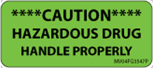 Label Paper Permanent Caution Hazardous 1" Core 2 1/4"x1 Fl. Green 420 per Roll