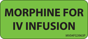 Label Paper Permanent Morphine For IV, 1" Core, 2 1/4" x 1", Fl. Green, 420 per Roll