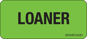 Label Paper Removable Loaner, 1" Core, 2 1/4" x 1", Fl. Green, 420 per Roll