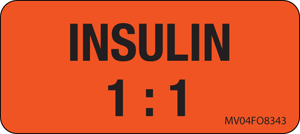 Label Paper Removable Insulin 1": 1 1 Core 2 1/4" x 1", Fl. Orange, 420 per Roll