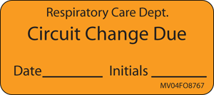 Label Paper Removable Respiratory Care, 1" Core, 2 1/4" x 1", Fl. Orange, 420 per Roll