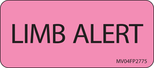 Label Paper Removable Limb Alert, 1" Core, 2 1/4" x 1", Fl. Pink, 420 per Roll