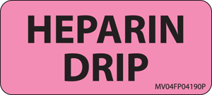 Label Paper Permanent Heparin Drip 1" Core 2 1/4"x1 Fl. Pink 420 per Roll