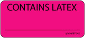 Label Paper Removable Contains Latex, 1" Core, 2 1/4" x 1", Fl. Pink, 420 per Roll