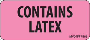 Label Paper Removable Contains Latex, 1" Core, 2 1/4" x 1", Fl. Pink, 420 per Roll