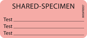 Lab Communication Label (Paper, Permanent) ShaRed-specimen 2 1/4"x1 Fluorescent Red - 420 per Roll