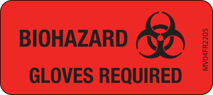 Label Paper Permanent Biohazard 1" Core 2 1/4"x1 Fl. Red 420 per Roll