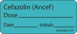 Label Paper Permanent Cefazolin (ancef) 1" Core 2 1/4"x1 Blue 420 per Roll