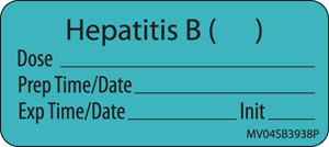 Label Paper Permanent Hepatitis B 1" Core 2 1/4"x1 Blue 420 per Roll