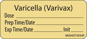 Label Paper Permanent Varicella (Varivax), 1" Core, 2 1/4" x 1", Tan, 420 per Roll