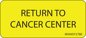 Label Paper Permanent Return To Cancer, 1" Core, 2 1/4" x 1", Yellow, 420 per Roll