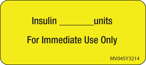 Label Paper Permanent Insulin Units For, 1" Core, 2 1/4" x 1", Yellow, 420 per Roll