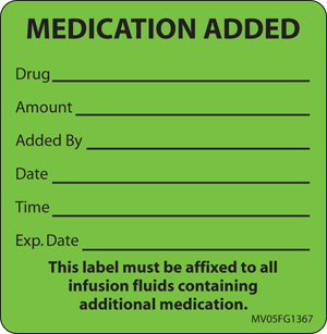 Label Paper Removable Medication Added, 1" Core, 2 7/16" x 2 1/2", Fl. Green, 400 per Roll