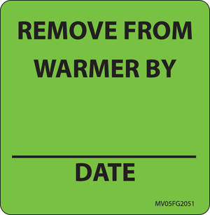 Label Paper Removable Remove From Warmer, 1" Core, 2 7/16" x 2 1/2", Fl. Green, 400 per Roll