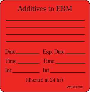 Label Paper Permanent Additives to EBM 1" Core 2 7/16"x2 1/2" Fl. Red 400 per Roll