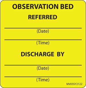 Label Paper Permanent Observation Bed, 1" Core, 2 7/16" x 2 1/2", Yellow, 400 per Roll
