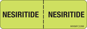 Label Paper Removable Nesiritide:, 1" Core, 2 15/16" x 1", Fl. Chartreuse, 333 per Roll