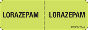 Label Paper Removable Lorazepam:, 1" Core, 2 15/16" x 1", Fl. Chartreuse, 333 per Roll