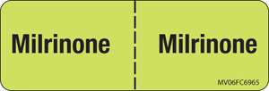 Label Paper Removable Milrinone:, 1" Core, 2 15/16" x 1", Fl. Chartreuse, 333 per Roll