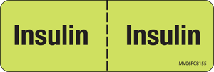 Label Paper Removable Insulin Insulin, 1" Core, 2 15/16" x 1", Fl. Chartreuse, 333 per Roll