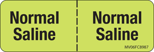 Label Paper Removable Normal Saline |, 1" Core, 2 15/16" x 1", Fl. Chartreuse, 333 per Roll