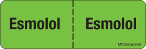 Label Paper Removable Esmolol: Esmolol, 1" Core, 2 15/16" x 1", Fl. Green, 333 per Roll