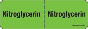 Label Paper Permanent Nitroglycerin, 1" Core, 2 15/16" x 1", Fl. Green, 333 per Roll