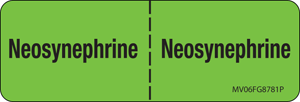 Label Paper Permanent Neosynephrine:, 1" Core, 2 15/16" x 1", Fl. Green, 333 per Roll