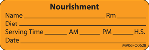 Label Paper Removable Nourishment Name Rm, 1" Core, 2 15/16" x 1", Fl. Orange, 333 per Roll