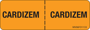 Label Paper Removable Cardizem Cardizem, 1" Core, 2 15/16" x 1", Fl. Orange, 333 per Roll
