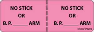 Label Paper Removable No Stick:, 1" Core, 2 15/16" x 1", Fl. Pink, 333 per Roll