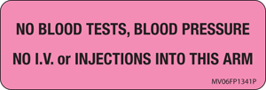 Label Paper Permanent No Blood Tests, 1" Core, 2 15/16" x 1", Fl. Pink, 333 per Roll