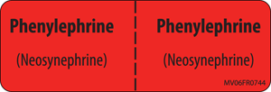 Label Paper Permanent Phenylephrine, 1" Core, 2 15/16" x 1", Fl. Red, 333 per Roll