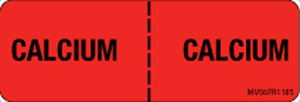 Label Paper Permanent Calcium : Calcium 1" Core 2 15/16"x1 Fl. Red 333 per Roll
