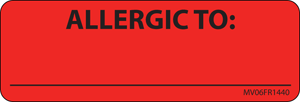 Label Paper Permanent Allergic To: 1" Core 2 15/16"x1 Fl. Red 333 per Roll