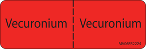 Label Paper Permanent Vecuronium:, 1" Core, 2 15/16" x 1", Fl. Red, 333 per Roll