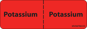 Label Paper Permanent Potassium:, 1" Core, 2 15/16" x 1", Fl. Red, 333 per Roll
